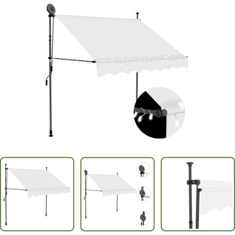 vidaXL Tenda da sole con LED -  Tenda da Sole Retrattile Manuale con LED 150 cm Crema