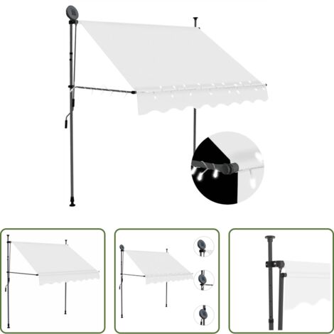 vidaXL Tenda da sole con LED -  Tenda da Sole Retrattile Manuale con LED 200 cm Crema