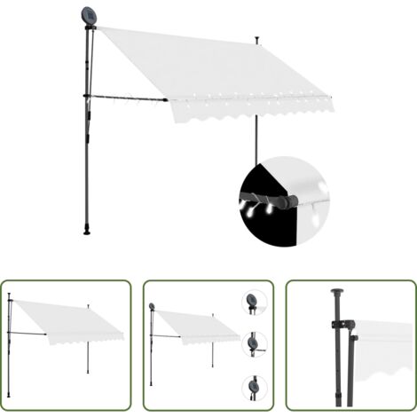 vidaXL Tenda da sole con LED -  Tenda da Sole Retrattile Manuale con LED 300 cm Crema