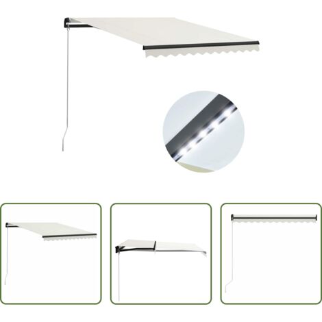 vidaXL Tenda da sole con LED -  Tenda da Sole Retrattile Manuale con LED 300x250 cm Antracite