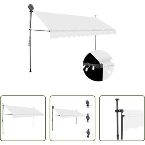 vidaXL Tenda da sole con LED -  Tenda da Sole Retrattile Manuale con LED 350 cm Crema