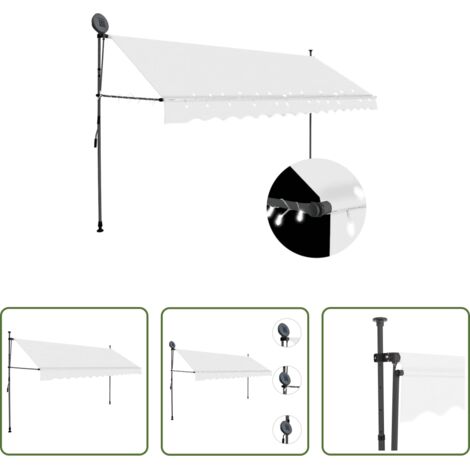 vidaXL Tenda da sole con LED -  Tenda da Sole Retrattile Manuale con LED 400 cm Crema