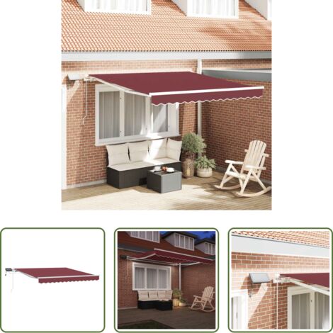 vidaXL Tenda da sole con luci LED -  Tenda da Sole Retrattile Manuale con LED Bordò 300x250 cm