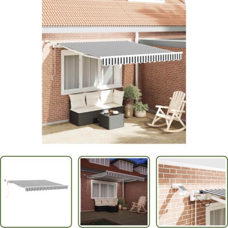 vidaXL Tenda da sole con luci LED -  Tenda Retrattile Automatica LED Antracite e Bianco 300x250 cm