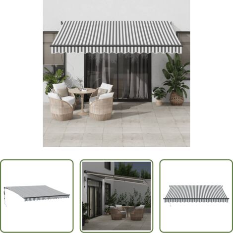 vidaXL Tenda da sole con luci LED -  Tenda Retrattile Automatica LED Antracite e Bianco 400x350 cm