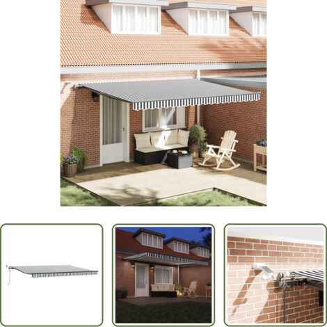 vidaXL Tenda da sole con luci LED -  Tenda Retrattile Automatica LED Antracite e Bianco 450x300 cm