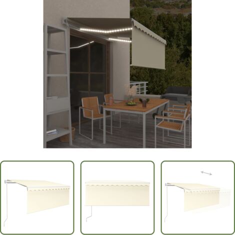 vidaXL Tenda da sole con sensore vento -  Tenda Automatica con Parasole LED e Sensore Vento 3x2,5m Crema