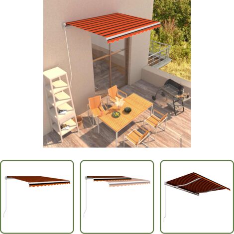 vidaXL Tenda da sole con sistema a scomparsa -  Tenda da Sole Retrattile Manuale 300x250 cm Arancione e Marrone