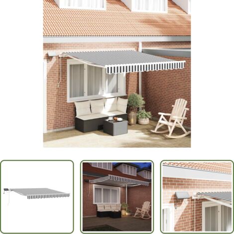vidaXL Tenda da sole estensibile - Tenda da Sole Retrattile Manuale con LED Antracite e Bianco