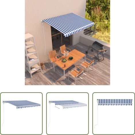 vidaXL Tenda da sole esterna -  Tenda da Sole Retrattile Automatica 300x250 cm Blu e Bianca