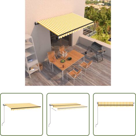 vidaXL Tenda da sole esterna -  Tenda da Sole Retrattile Automatica 400x350 cm Gialla e Bianca