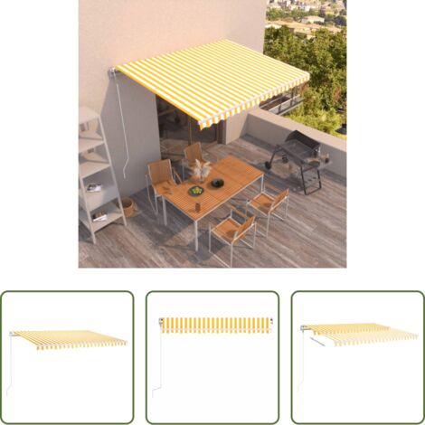 vidaXL Tenda da sole esterna - Tenda da Sole Retrattile Automatica 450x300 cm Gialla e Bianca