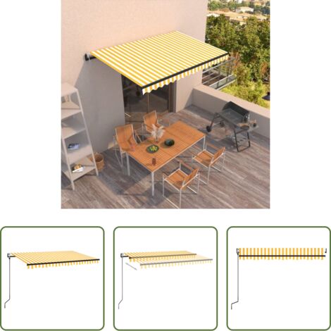 vidaXL Tenda da sole esterna -  Tenda da Sole Retrattile Automatica 450x350 cm Gialla e Bianca
