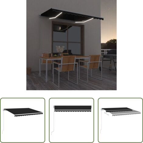 vidaXL Tenda da sole esterna -  Tenda da Sole Retrattile Manuale con LED 350x250 cm Antracite