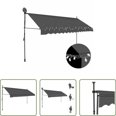vidaXL Tenda da sole idrorepellente -  Tenda da Sole Retrattile Manuale con LED 400 cm Antracite