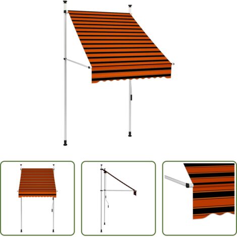 vidaXL Tenda da sole impermeabile -  Tenda da Sole Retrattile Manuale 100 cm Arancione e Marrone