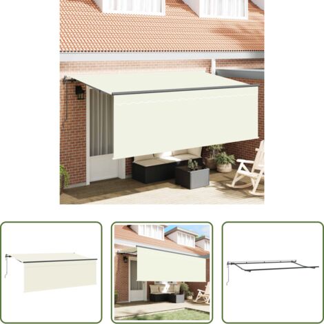 vidaXL Tenda da sole in poliestere -  Tenda Retrattile Crema 350 x 200 cm Poliestere e Alluminio