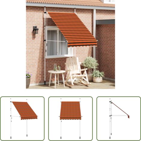 vidaXL Tenda da sole manuale -  Tenda da Sole Retrattile Manuale 150 cm Arancione e Marrone