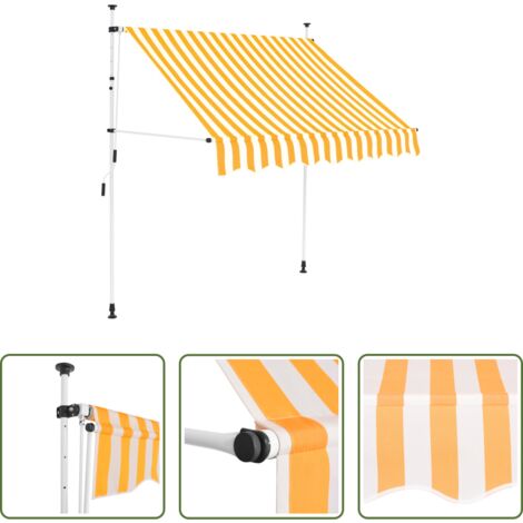 vidaXL Tenda da sole manuale -  Tenda da Sole Retrattile Manuale 150cm Strisce Arancione Bianco