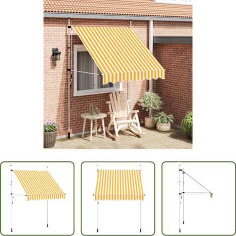 vidaXL Tenda da sole manuale -  Tenda da Sole Retrattile Manuale 200cm Strisce Arancione Bianco
