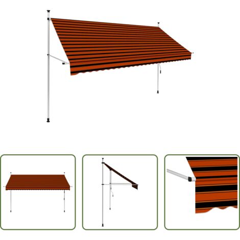 vidaXL Tenda da sole manuale -  Tenda da Sole Retrattile Manuale 300 cm Arancione e Marrone