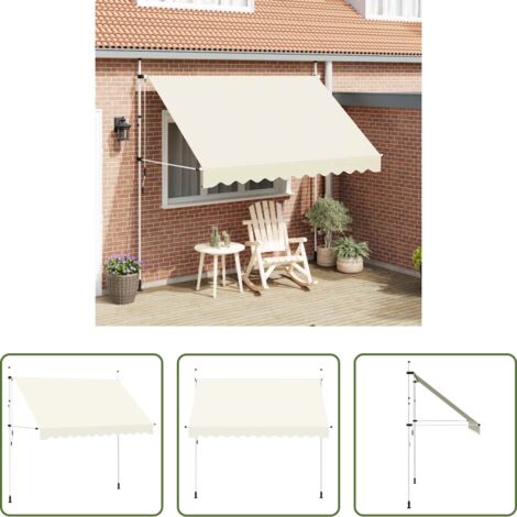 vidaXL Tenda da sole manuale -  Tenda da Sole Retrattile Manuale 300 cm Crema