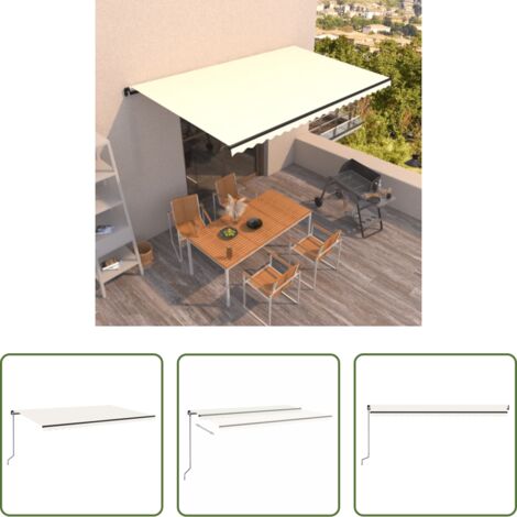 vidaXL Tenda da sole manuale -  Tenda da Sole Retrattile Manuale 500x300 cm Crema