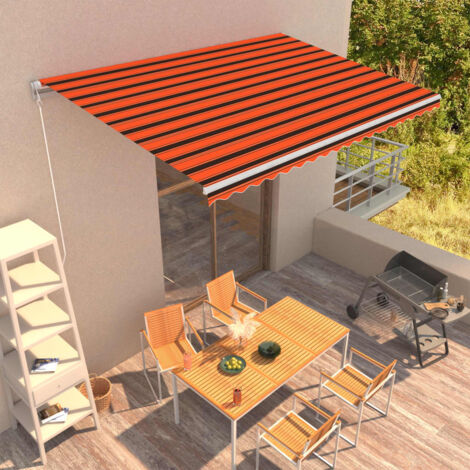 vidaXL Tenda da Sole Retrattile Manuale 450x300 cm Arancione e Marrone