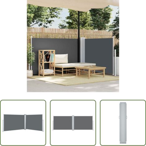 vidaXL Tenda da sole retrattile -  Tenda da Sole Laterale Retrattile Antracite 120x1000 cm