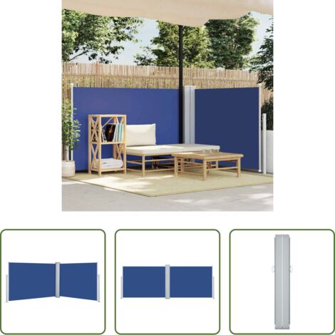 vidaXL Tenda da sole retrattile -  Tenda da Sole Laterale Retrattile Blu 120x1000 cm