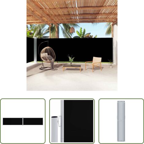 vidaXL Tenda da sole retrattile -  Tenda da Sole Laterale Retrattile Nera 200x1000 cm