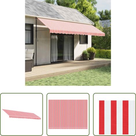vidaXL Tenda da sole rossa e bianca -  Tessuto di Ricambio per Tenda Strisce Rosse e Bianche 5x3,5 m