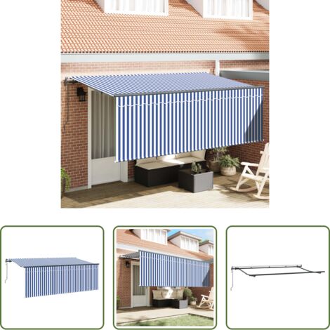 vidaXL Tenda da sole -  Tenda Retrattile Blu e Bianco 350 x 200 cm