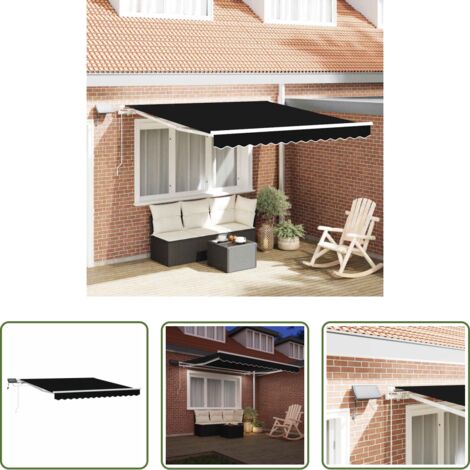 vidaXL Tenda da sole -  Tenda Retrattile Nero 350 x 250 cm Tessuto e acciaio