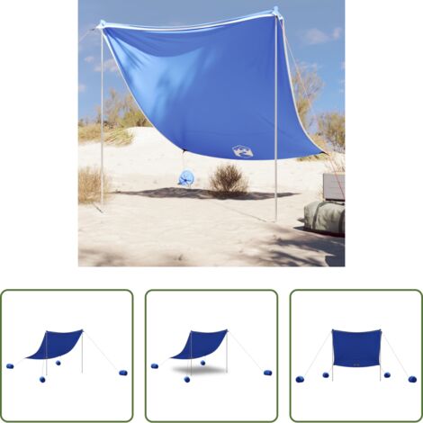 vidaXL Tenda da spiaggia -  Baldacchino da Spiaggia con Ancore per la Sabbia Blu 214x236 cm