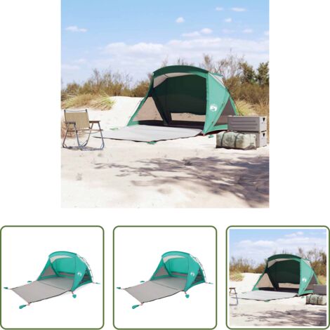 vidaXL Tenda da spiaggia per bambini -  Tenda da Spiaggia 2 Persone Verde Mare Impermeabile