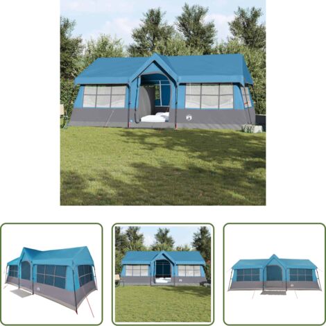 vidaXL Tenda da terrazza -  Tenda Familiare con tetto Blu e Grigio 622 x 295 x 238 cm