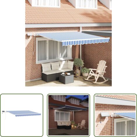 vidaXL Tenda da terrazzo -  Tenda Retrattile Blu e Bianco 350 x 250 cm