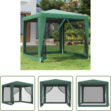 vidaXL Tenda in rete -  Tenda per Feste 4 Pareti Laterali in Rete Verde 2,5x2,5m HDPE