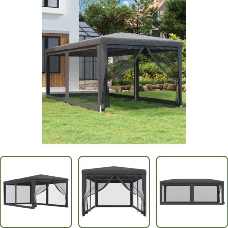 vidaXL Tenda in rete -  Tenda per Feste 6 Pareti Laterali in Rete Antracite 3x6 m HDPE