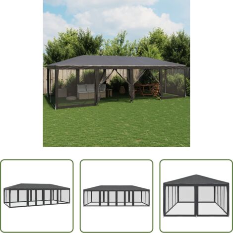 vidaXL Tenda in rete -  Tenda per Feste con 12 Pareti in Rete Antracite 8x4 m in HDPE