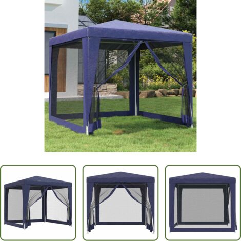vidaXL Tenda in rete -  Tenda per Feste con 4 Pareti Laterali in Rete Blu 2,5x2,5m HDPE