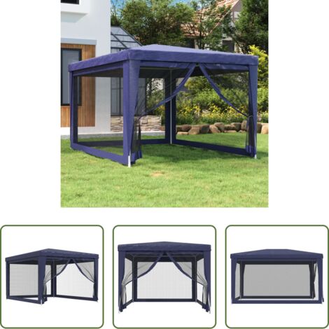 vidaXL Tenda in rete -  Tenda per Feste con 4 Pareti Laterali in Rete Blu 3x4 m HDPE