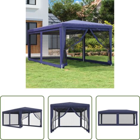 vidaXL Tenda in rete -  Tenda per Feste con 6 Pareti Laterali in Rete Blu 3x6 m HDPE