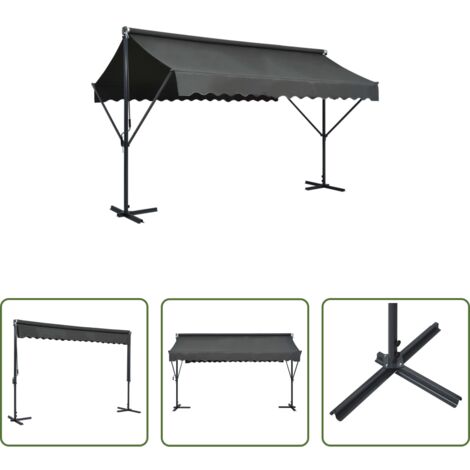 vidaXL Tenda parasole per giardino -  Tenda Parasole con Piedistallo 400x300 cm Antracite