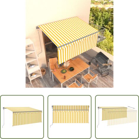 vidaXL Tenda parasole -  Tenda Retrattile Automatica con Parasole 3,5x2,5m Gialla Bianca