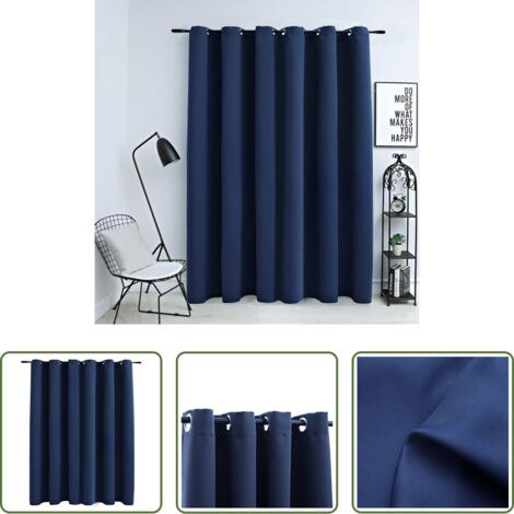 vidaXL Tenda per camera da letto -  Tenda Oscurante con Anelli in Metallo Blu 290x245 cm