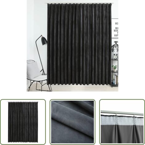 vidaXL Tenda per camera da letto -  Tenda Oscurante con Ganci in Velluto Antracite 290x245 cm