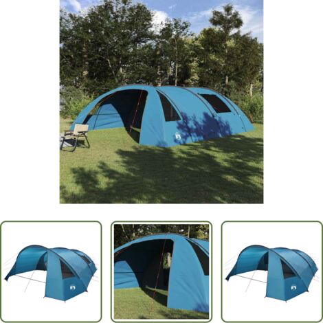 vidaXL Tenda per campeggio -  Tenda Tunnel per 6 Persone Blu e Grigio 700 x 590 x 215 cm