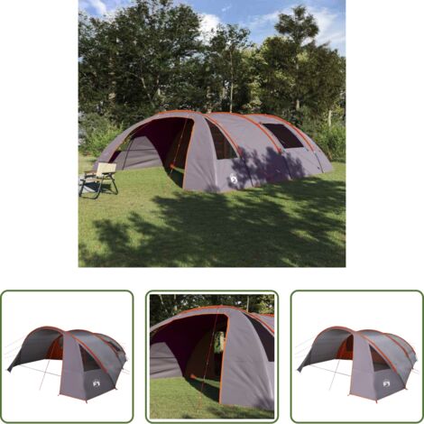 vidaXL Tenda per campeggio -  Tenda Tunnel per 6 Persone con tetto Grigio e arancione